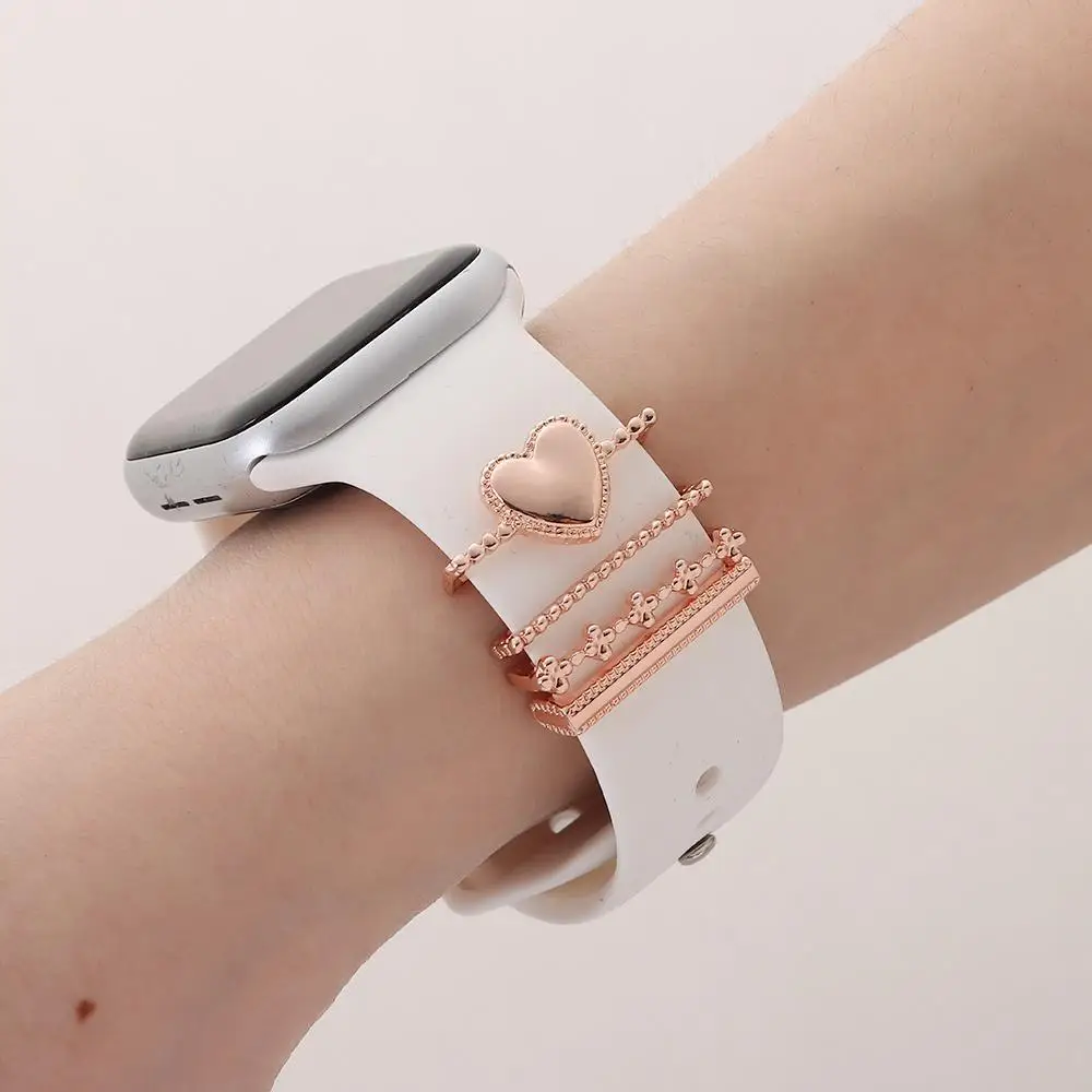 

Decorative For Apple Watch Band Ornament Diamond Butterfly Metal Ring Creative Brooch Smart Watch Silicone Strap Accessories