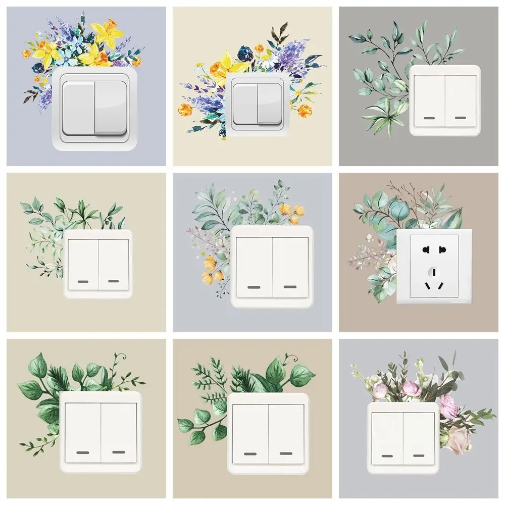 Set De 4 Calcomanías Para Interruptores De Luz Con Diseño De Plantas - Decoración Para Pared, Impermeables, Para Hogar
