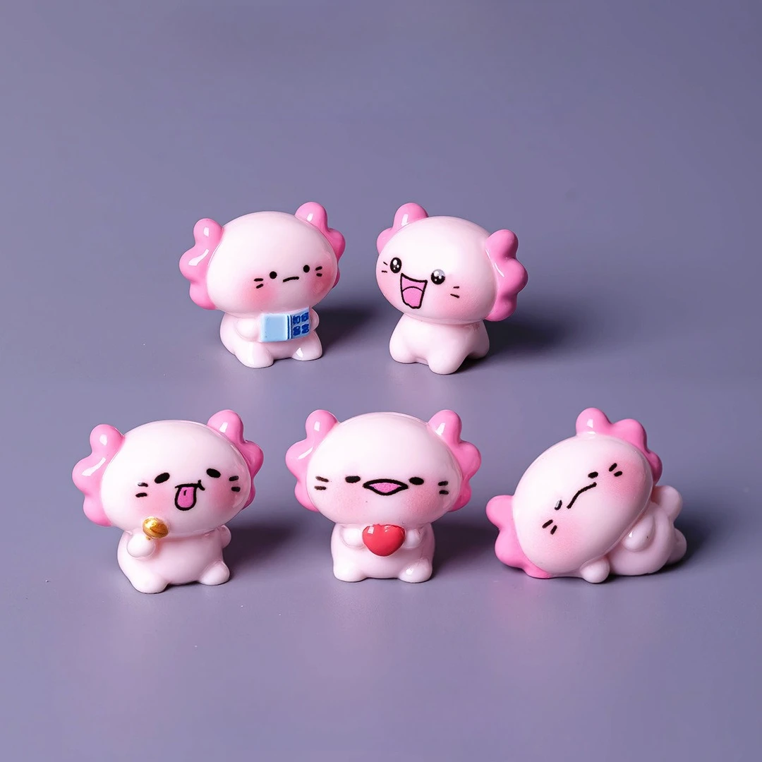 30pcs Mini Resin Pink Axolotl Miniature Cartoon Axolotl Ambystoma Tiny Animal Figures Ornament for DIY Fairy Garden Decoration 2