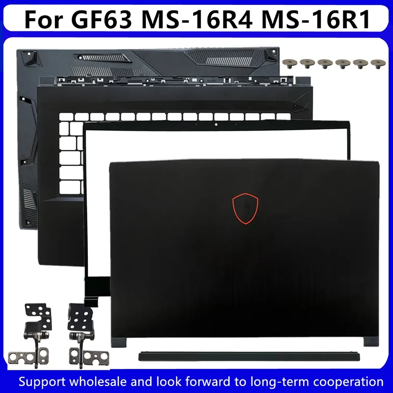 para Msi Gf63 8rc 8rd Gf63vr Ms16r1 Tampa Traseira Lcd Capa Traseira Moldura Dianteira Case Superior Palmrest Capa Base Inferior Dobradiças Novo