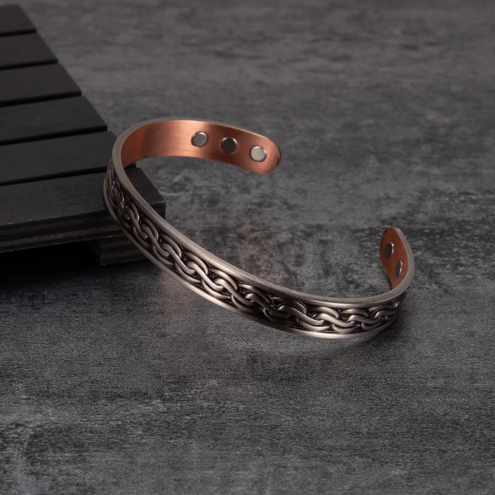 Twisted Bracelets for Women Men Pure Copper Magnetic Therapy Open Cuff Adjustable Health Energy Magnets Bangle Female Jewelry 5