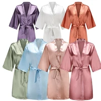 Robes courtes et soyeuses pour femmes, en Satin, pour demoiselle d'honneur, fête de mariée, vêtements de nuit 1