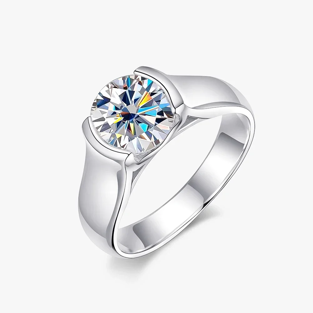 

2 Carat 925 Sterling Silver D Colored Moissanite Women's Wedding Ring 18K Platinum Boutique Jewelry