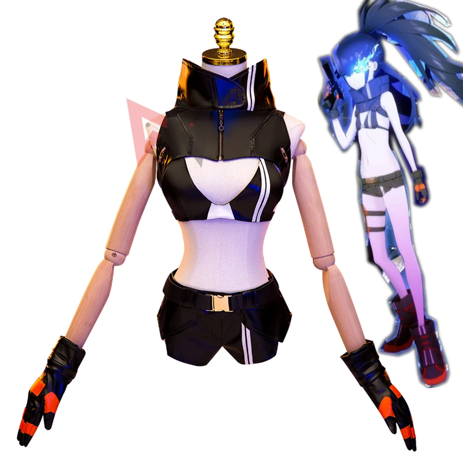 

Black Rock Shooter DAWN FALL Cosplay Costume Tops Shorts Gloves For Girl Female Custom Made