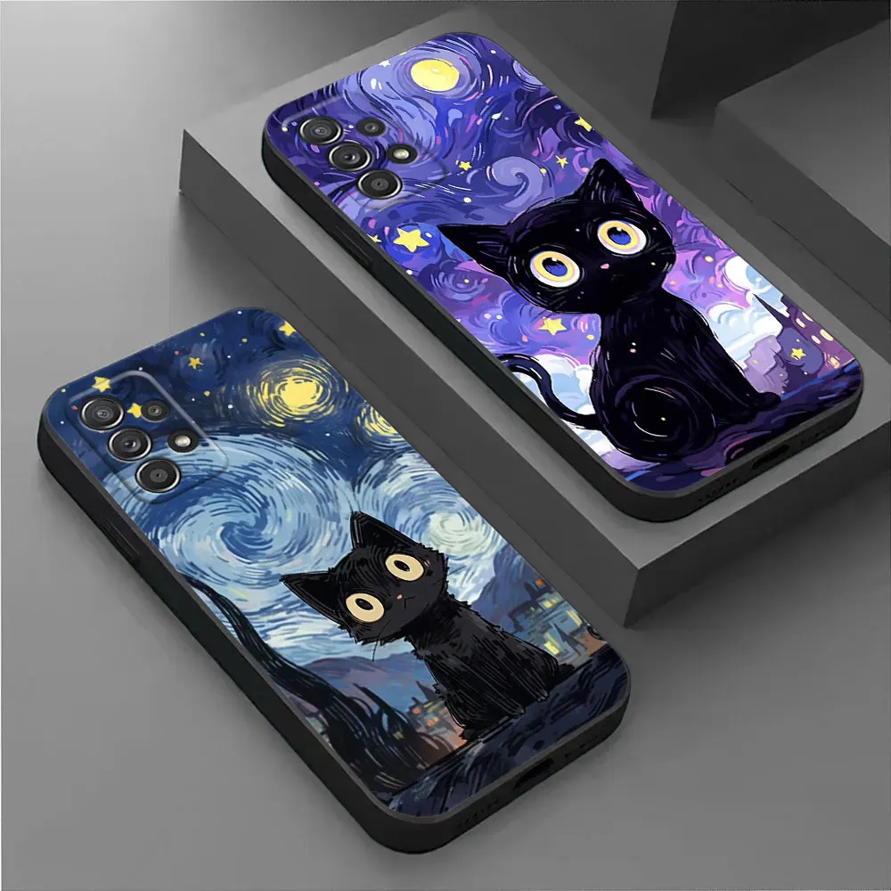 Van Gogh Starry Night Cat Soft Phone Case Cover