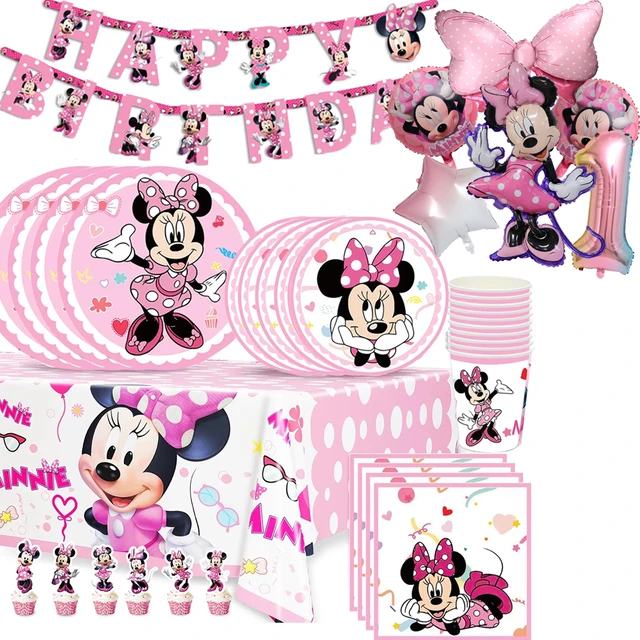 STOVIGLIE MINNIE COMPLEANNO, Kit Compleanno Minnie, Set Compleanno