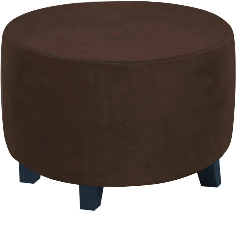 Luxurious Velvet Plush Round Ottoman Slipcover and Protector
