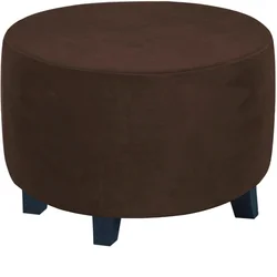 Luxurious Velvet Plush Round Ottoman Slipcover and Protector - XL (Dark Brown)
