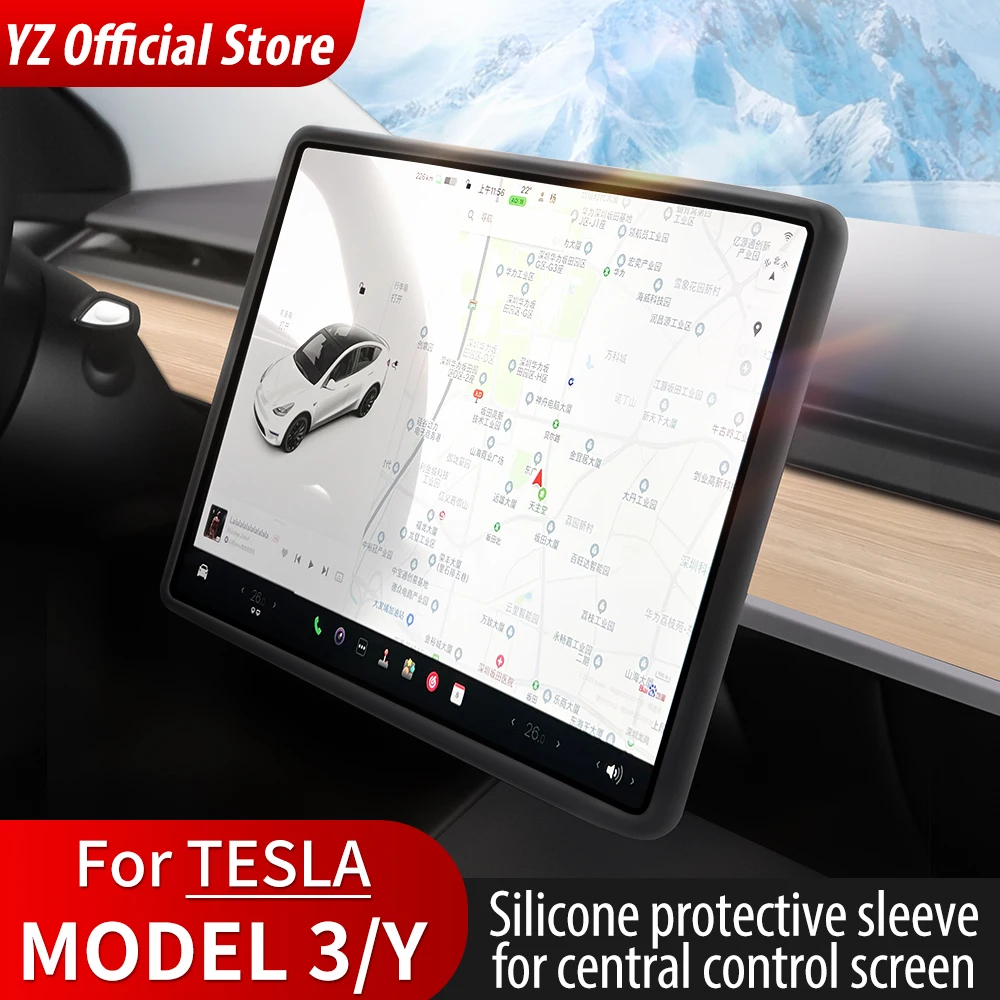 

YZ For Tesla Model 3 Y Silicone Protective Trim Cover Central Control Navigation Screen Protector Frame Tesla Car Accessories