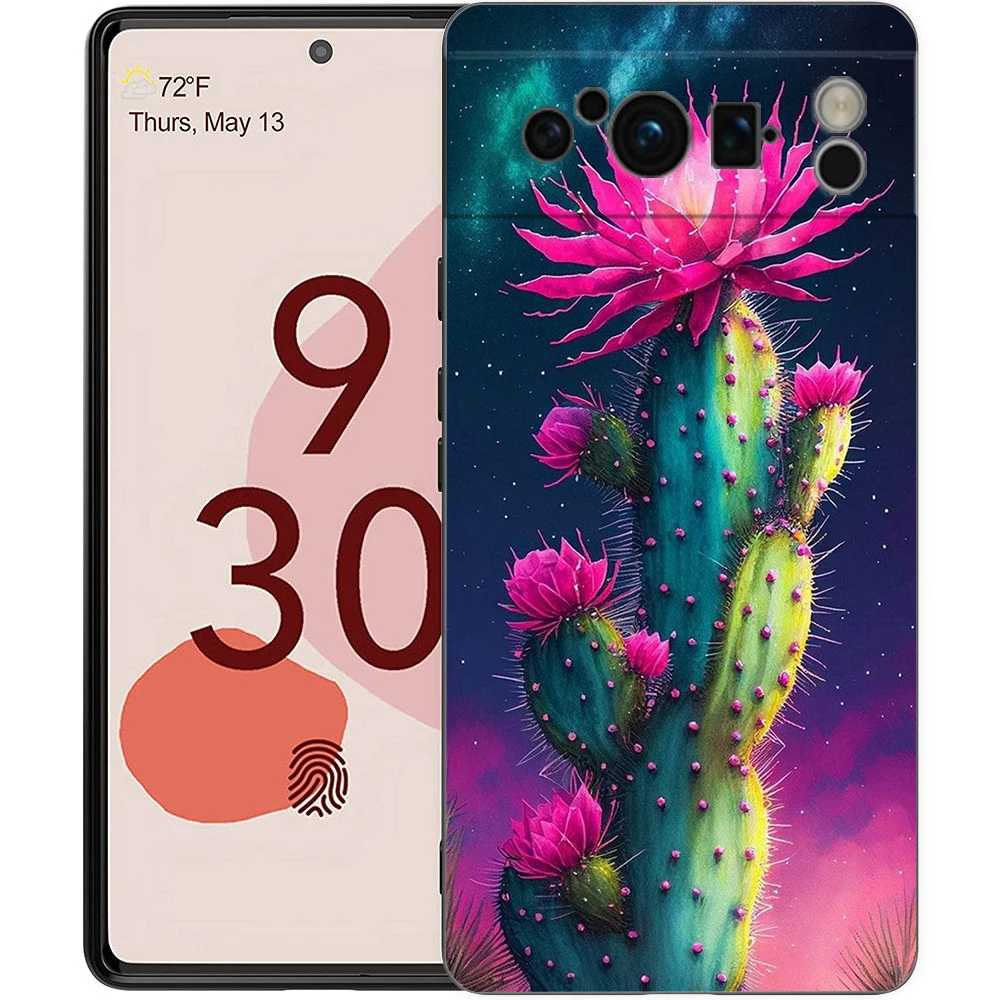 Succulent Design Shockproof Silicone Phone Case - Soft TPU Protective Cover