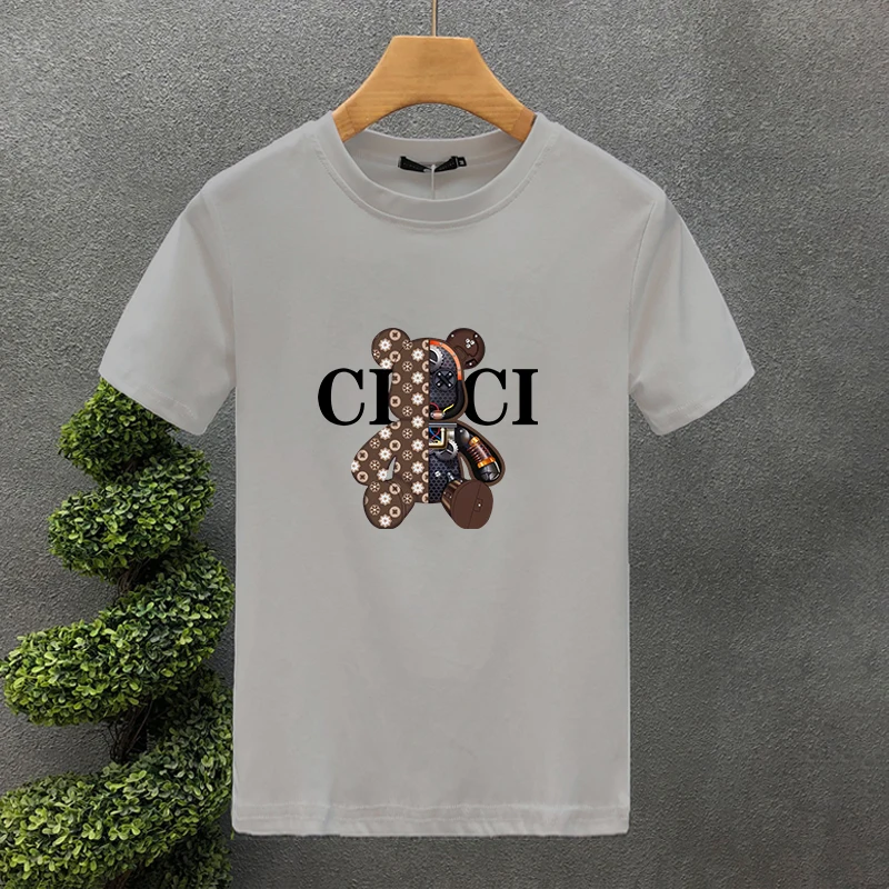 Robot Bear Brand100 % bomull högkvalitativt tryck par t-shirts Summer Haruku för män/kvinnor kortärmad t-shirt asiatisk storlek_voghion.com