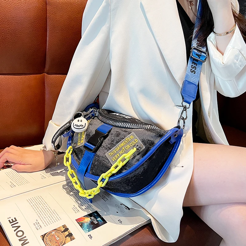 Bolso de pecho de lona para mujer, bolsa con cadena de sillín de diseñador  de lujo, a la moda, 2022 _ - AliExpress Mobile