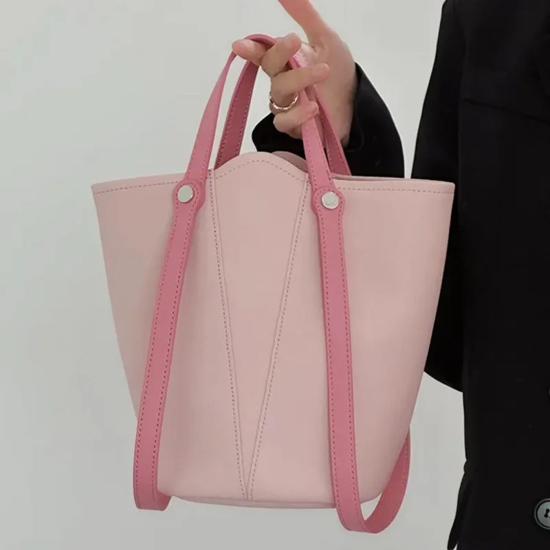 

Корзина для покупок для женщин, вместительная сумка-мешок контрастных цветов, модный саквояж на плечо, сумочка кросс-боди
