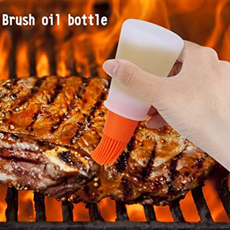 Barbecue Oil Brush Oil Bottle With Brush Silicone Portable Dispenser For Kitchen BBQ Baking Cooking Tool Accessories Gadgets