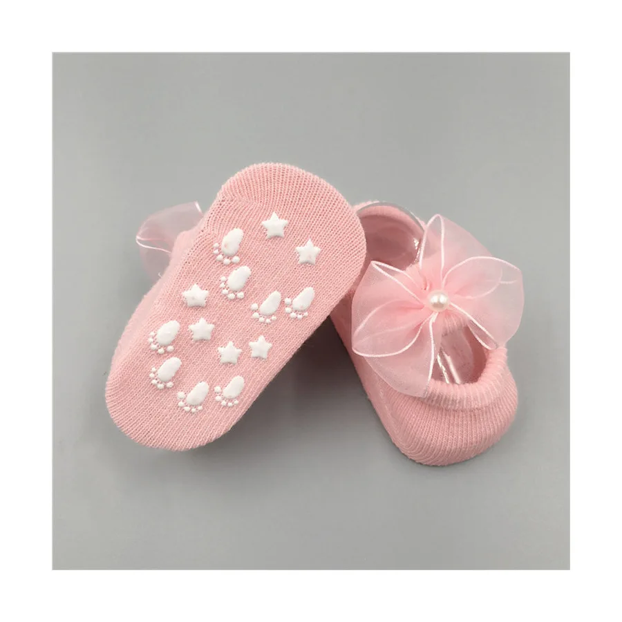 Baby Socks 3Pcs Baby Crown Headbands + Socks Set Kids Newborn Cartoon Anti-slip Floor Sock Shoes Bowknots Gifts 0-2T