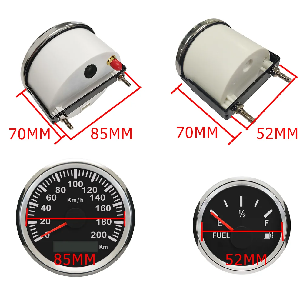 New 6 Gauge Set 85MM GPS Speedometer 0-8000RPM Tachometer + 52MM Water Temp Oil Pressure Fuel Level Meter Voltmeter for Car Boat