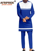 

African Traditional Clothing for Men O-neck Long Sleeve Dashiki Shirts and Pants 2 Piece Set Tribal Outfits Bazin Riche A2116019