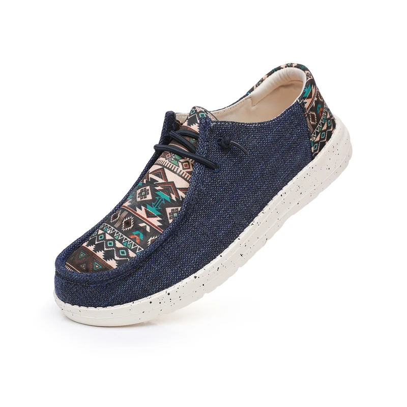 Fashion Print Men's Loafers Summer Breathbale Canvas Shoes Men Big Size Lightweight Flat Linen Casual Shoes For Men Moccassins