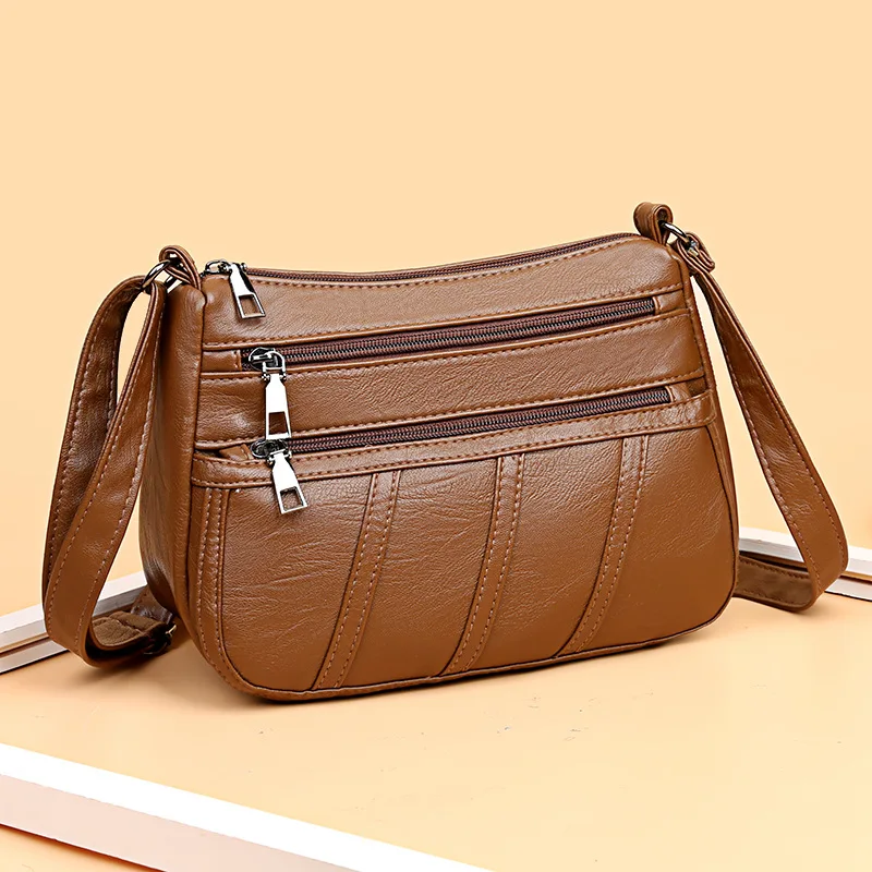 Stylish Soft PU Leather Texture Women's Bag, Single Shoulder Bag, Fashion Casual Multi Layer Large Capacity Single Crossbody Bag