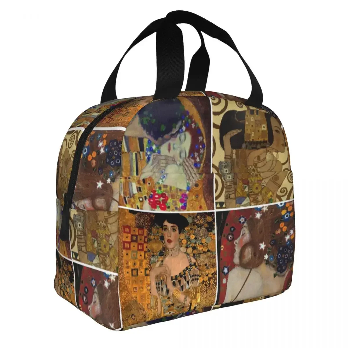 

Gustav Klimt Freyas Insulated Lunch Bags Tree Of Life The Kiss Adele Bloch-Bauer Lady Meal Container Cooler Bag Tote Lunch Box