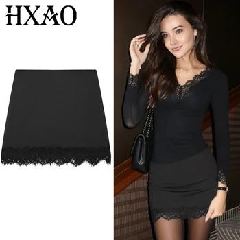 HXAO Satin Lace Skirt Shorts Women's Skirt Sexy Mini High-Waist Culottes Elegant Pencil Skirt Pant Ladies Fashion Party Culottes 1