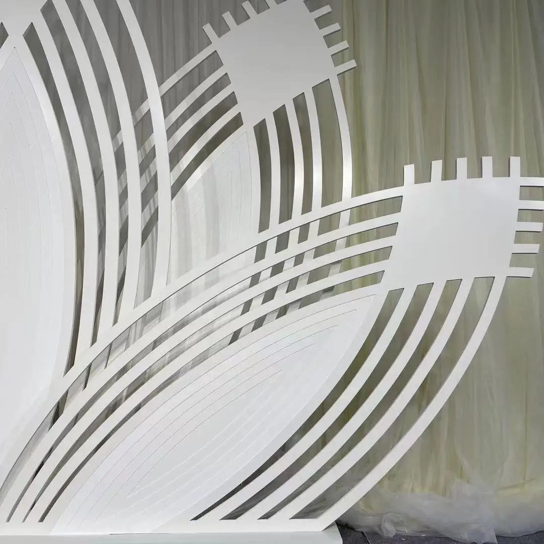 Elegant New Design Acrylic Five Leaf Lotus Children's Party Backdrop White Gold Wedding Background Decoration New