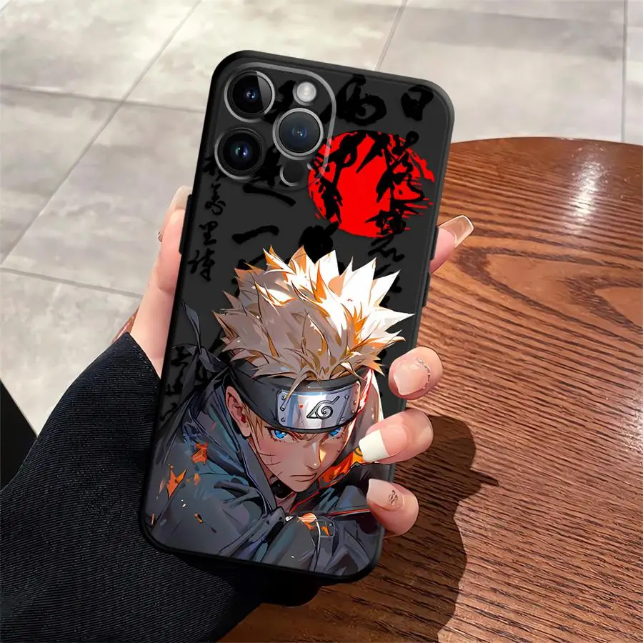 Black Soft Phone Cover Case with Naruto Akatsuki Cloud Design