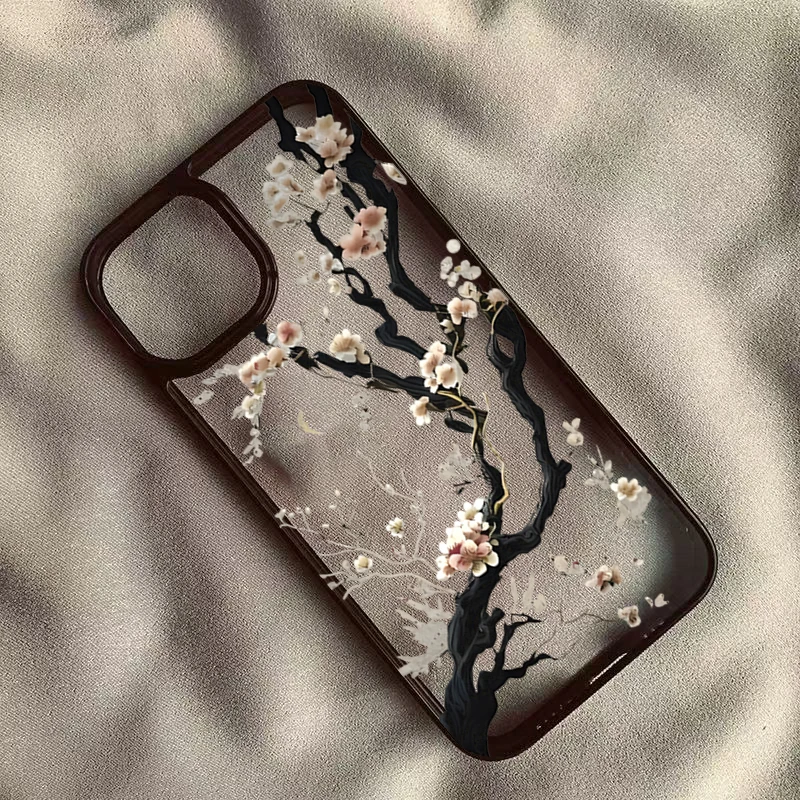 Artistic Chinese Plum Blossom Phone Case - Elegant Floral Design Cover