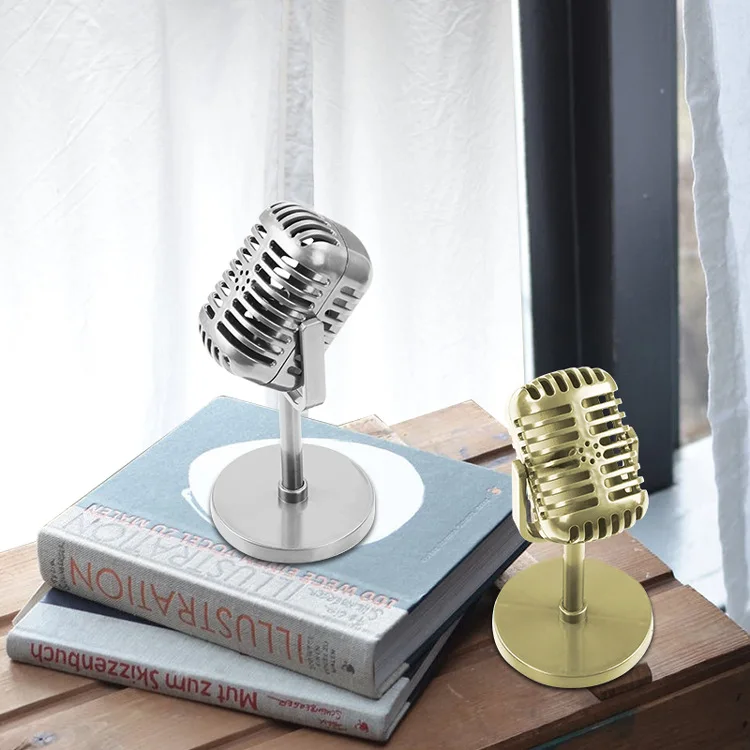 

Simulation Classic Retro Dynamic Vocal Microphone Vintage Style Mic Universal Stand For Live Performanc Karaoke Studio Record