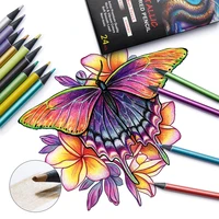 24 Color Metallic Colored Pencils Drawing Sketching Set Painting Colour Pencils Art Supplies for Artist Coloring Pencils 5