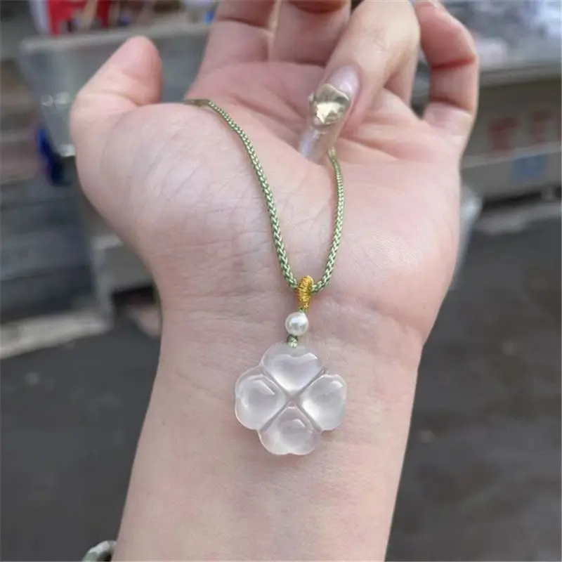 Chalcedony 네잎 클로버 펜던트, 여성용 인기 쥬얼리, 다목적 기질