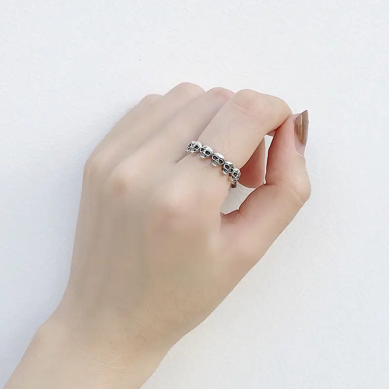 925 Sterling Silver Skull Adjustable Rings For Women Vintage Wedding Jewelry silver rings,silver ring,wedding rings