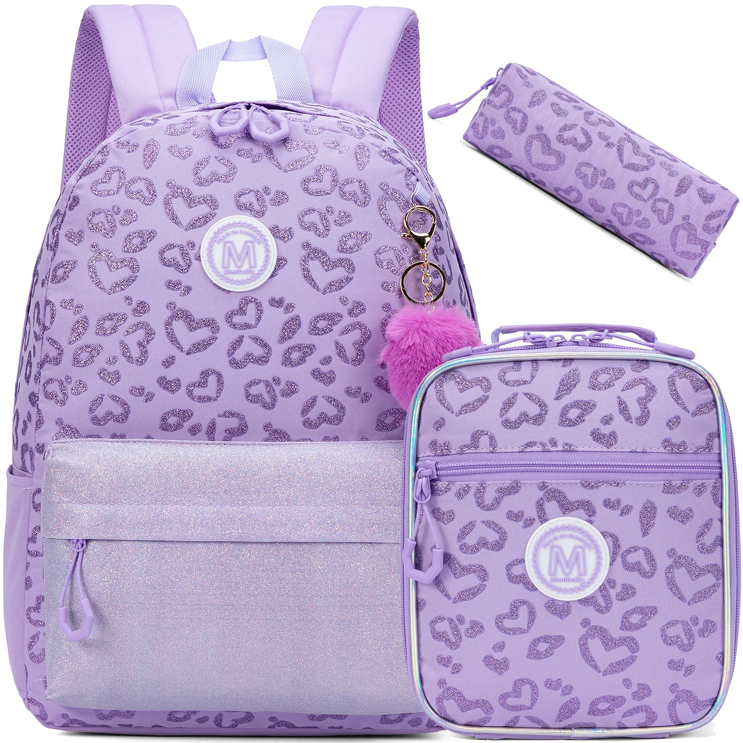 حقائب ظهر ترتر أنيقة للفتيات، تتضمن صندوق غداء ومق...