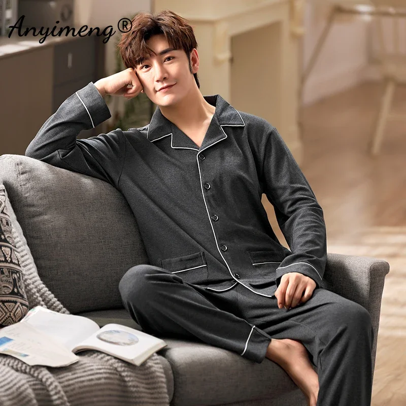 Plus Size 3xl 4xl 5xl 6xl Big Guys Pajamas for Men Large Loungewear Cardigan Plaid Fashion Homewear Fat Man's Pijamas Father Pjs pajama sets