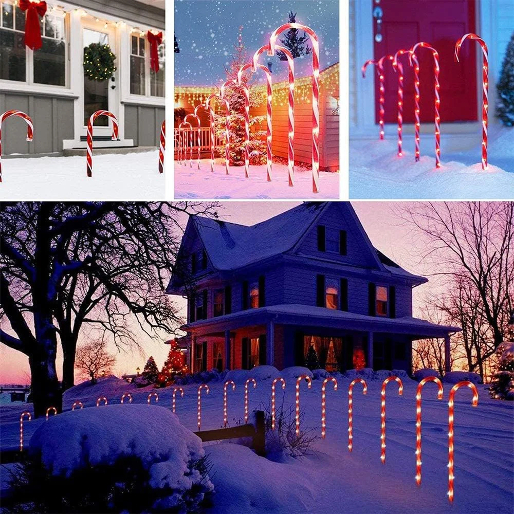 10 Pack Candy Christmas Tree Decoration lights Cane Light Outdoor Garden Wedding Party Decoration Holiday Walkway Patio Garden 6