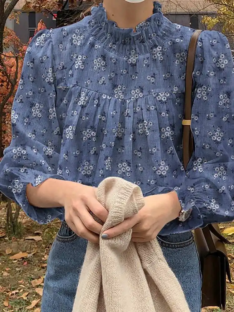 우아한 여성용 시폰 셔츠, 한국 블라우스, 오피스 레이스 메쉬, 긴팔 프릴, V 넥 탑, 캐주얼 빈티지 풀오버, 블라우스 2022 11 ZANZEA 여성용 캐주얼 패치워크 블라우스, 퍼프 슬리브 상의, 우아한 주름 셔츠, 빈티지 꽃 프린트 블라우스, 용수철 여름 패션