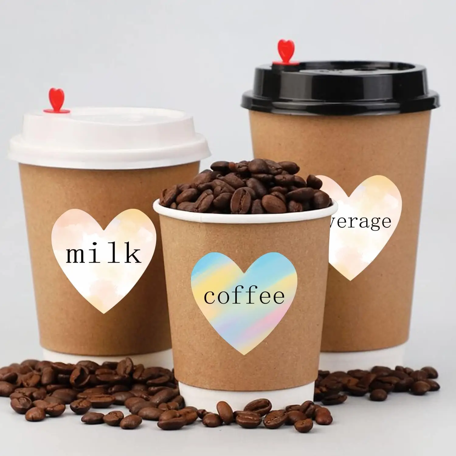 Heart Shaped Thermal Printer Labels 2" Self Adhesive Gradient Color Thermal Stickers 500 Pcs