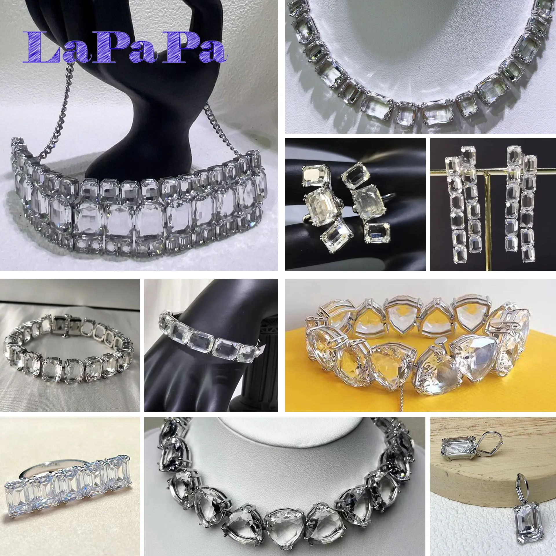 2025 New Fashion White Cut Crystal Luxury Jewelry Set Original for Women Pendant Necklace Bracelet Ring Wedding Best Gift 1