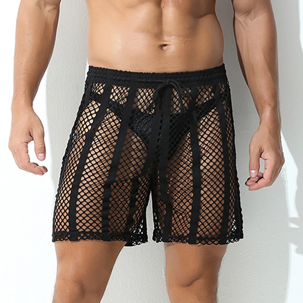 

Trunks Trunk Men Mesh Trunks Trendy Men's Breathable See Through Boxer Shorts Loose Lounge Underwear Sheer Mesh