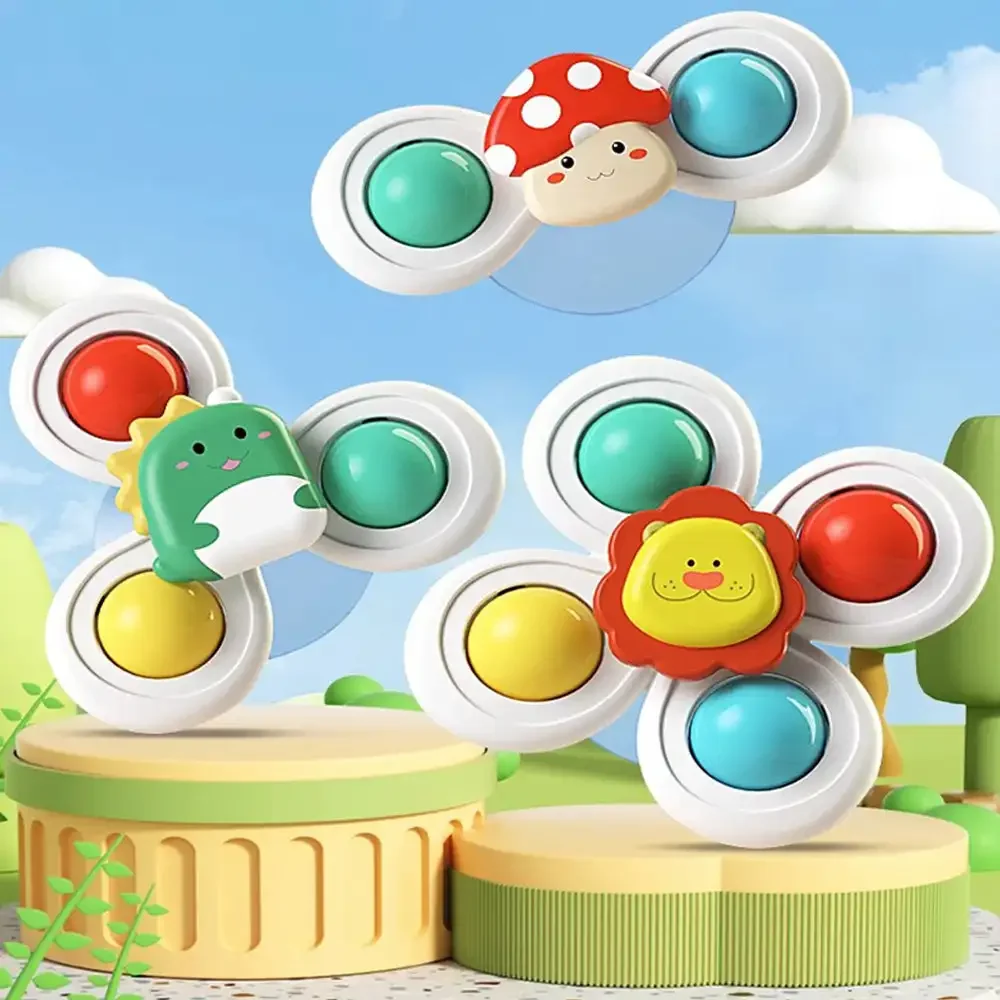 Suction Cup Spinner Toy Baby Bath Funny Game Educational Toys for Children Girls Boys Infant Sensory Stress Reliever Gifts 3PCS