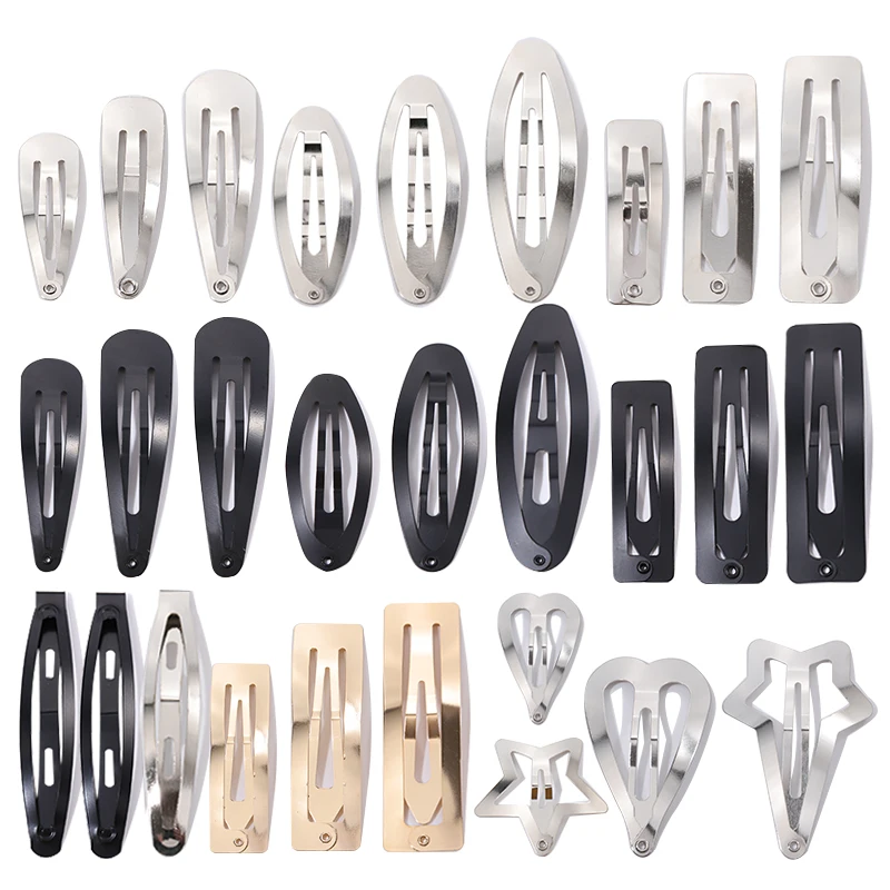 10/20/30pcs/set Women Silver Gold Black Waterdrop Shape Basic Alloy Hair Clips BB hairpins Barrettes Fashion Hair Accessories