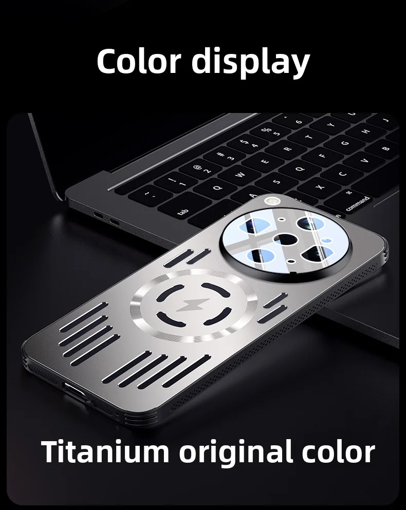 Premium Hard Metal Magnetic Case with Heat Dissipation & Wireless Charging Compatibility - Protective Back Cover