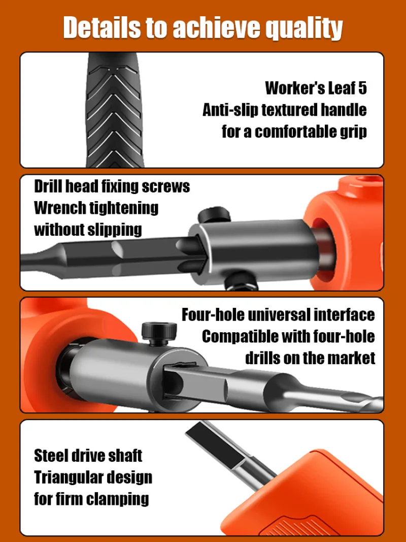 Pushdown quickfit head Impact head Impact Tools Compact High hardness hexagonal Comfort Grip Lamp perforation