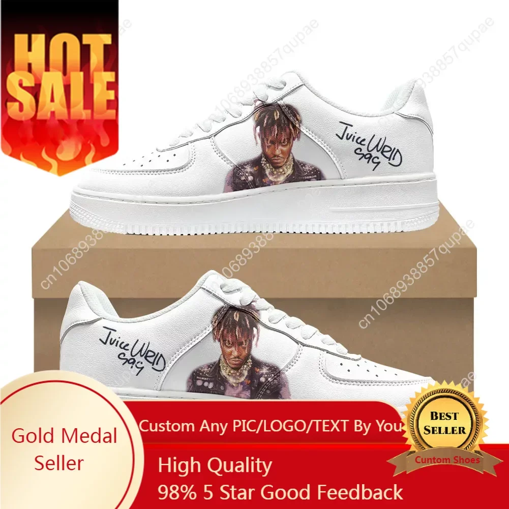 Juice Wrld Hip Hop Rapper Shoes Air Basketball Mens Womens Running Sports Flats Force Sneakers Lace Up Mesh Custom Shoe