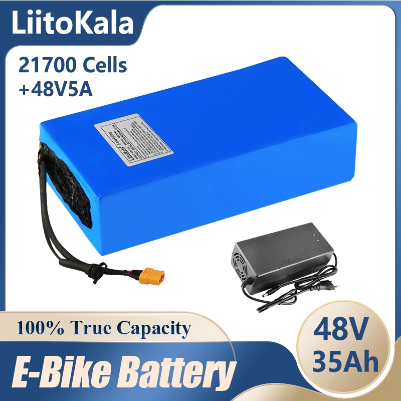 LiitoKala 48V 35ah 21700 13S7P Electric Bicycle Battery 48V 35AH 1500W Lithium Battery Built-in 30A BMS Electric Bikes Motor