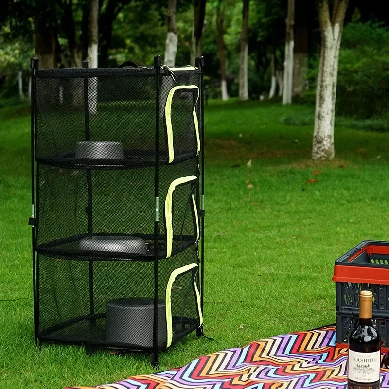 

Наружные складные вентилируемые сетки, столовые приборы для кемпинга, чаши и горшки, Женская 4-слойная искусственная многофункциональная подвесная сетка от солнца