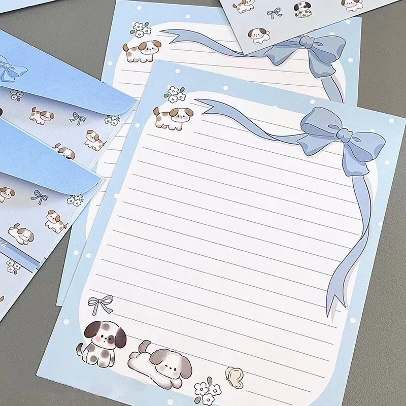 8pcs/set Kawaii Cartoon Dog Envelopes kraft paper envelopes mailing envelopes mini envelopes window envelopes mailing bags gift card envelopes Cute Letter Pad DIY Wedding Party Invitation Card Postcard Cover Gifts Wrap Bag Stationery