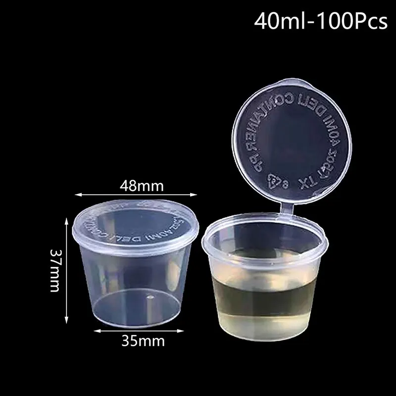 100pcs Plastic Sauce Containers Clear Disposable Small Food Storage Cup 1oz  35ml