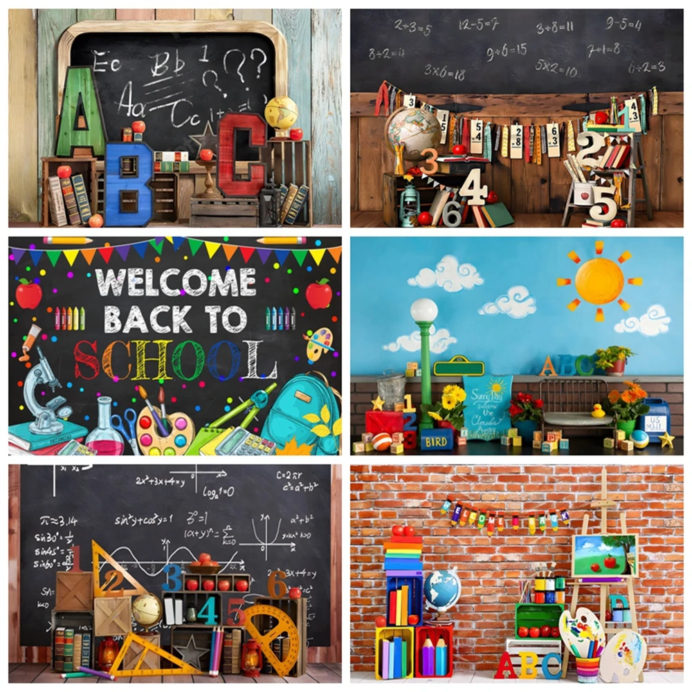Back To School Backdrop Children Baby Black Blackboard Pencil Vinyl Graduation Photography Background For Photo Studio Photocall