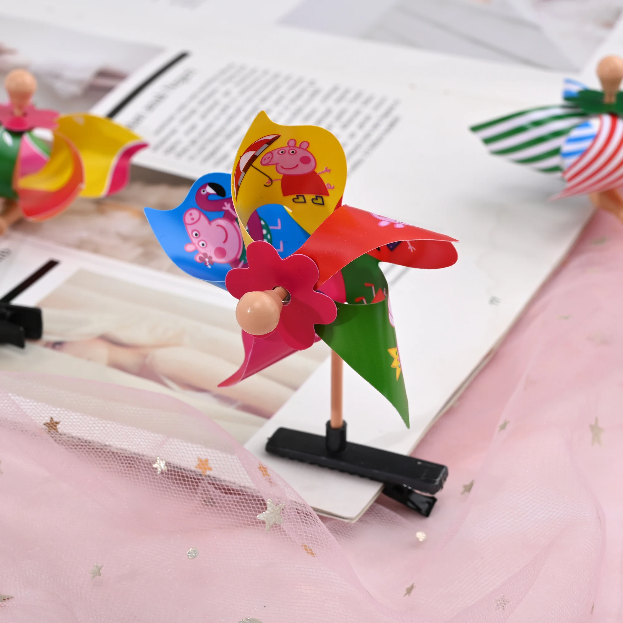 Fermaglio capelli arcobaleno a mulino per bambina molletta dolce_voghion.com
